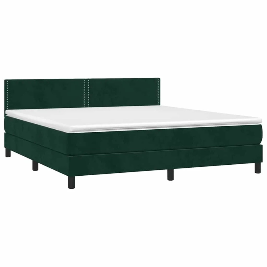vidaXL Boxspringbett mit Matratze in Dunkelgrün aus Samt, Hybridbett mit Taschenfederkern, B/T: 180 x 200 cm - Bild 2