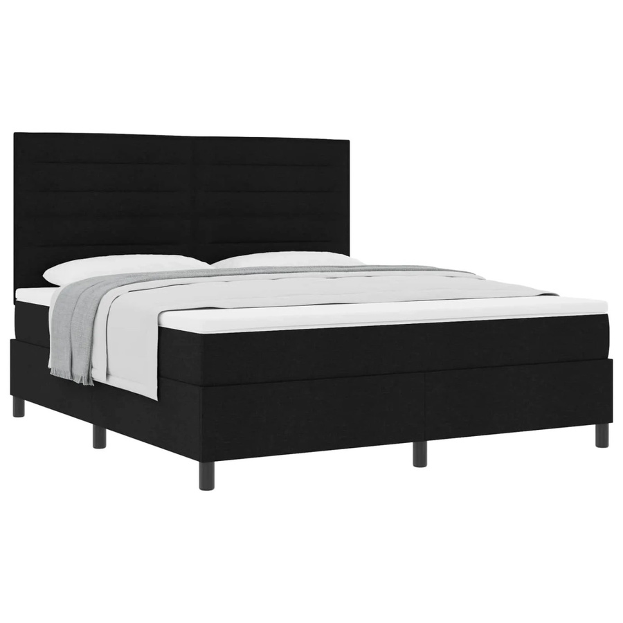 vidaXL Boxspringbett mit Matratze und Taschenfederkern in Schwarz, B/T/H: 180 x 200 x 280 cm - Bild 2