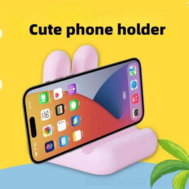 Universeller Cartoon-Schreibtisch-Handyhalter mit Kaninchen-Design für iPhone, iPad und Xiaomi in Pink - Bild 1