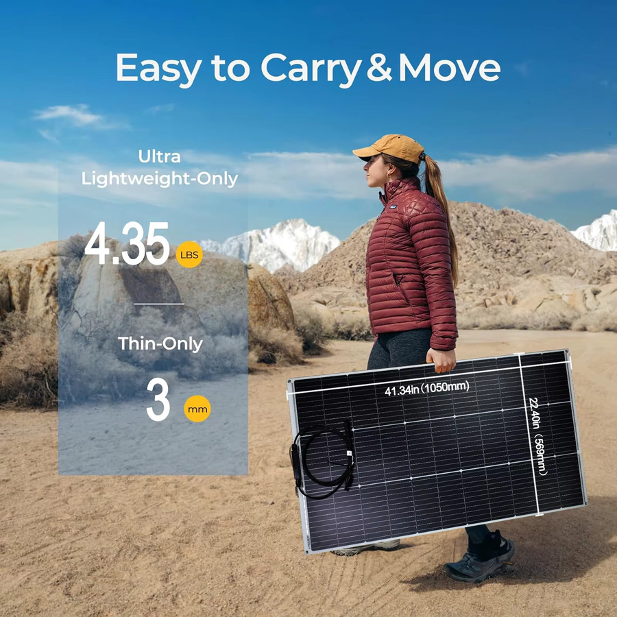 JINGYANGPV Set aus 2 flexiblen Solarpanels mit insgesamt 250W (2 x 125W), Farbe Schwarz, 23% Umwandlungseffizienz für Balkonkraftwerke, Wohnmobile und Boote - Bild 5