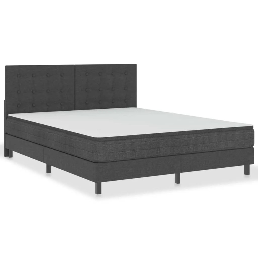 vidaXL Boxspringbett Hybrid in Dunkelgrau aus Stoff mit Schaumfüllung B/T/H: 160 x 200 x 116 cm - Bild 2