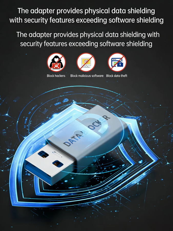 NNBILI USB-Datenblocker Anti-Hacking-Ladeadapter in Grau mit USB-A und USB-C Anschlüssen für Laptop und Mobilgeräte - Bild 4