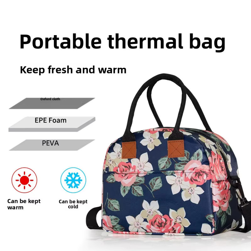 Isolierte Lunchbox Tasche aus Oxford-Gewebe in Mehrfarbig für Büro und Picknick, Breite: 24,0 cm, Höhe: 29,0 cm - Bild 3