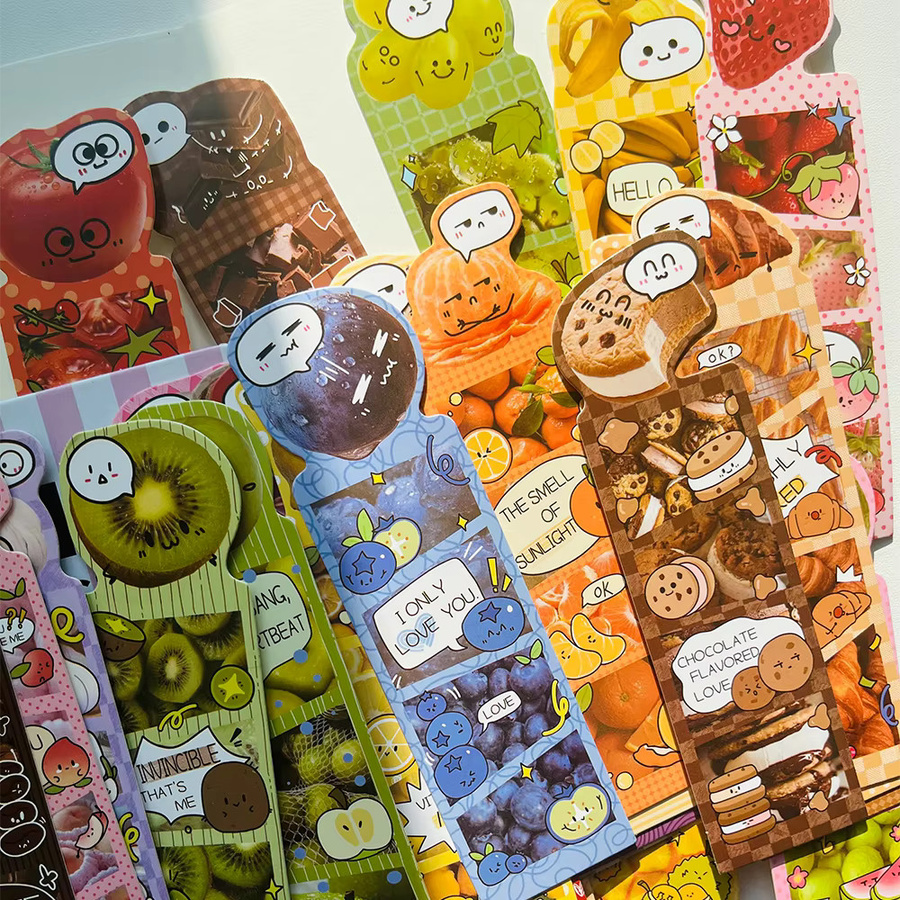 30 Stück dekorative Lesezeichen mit Lebensmittel-Motiven aus Papier in Multicolour für Studenten und DIY-Projekte - Bild 3
