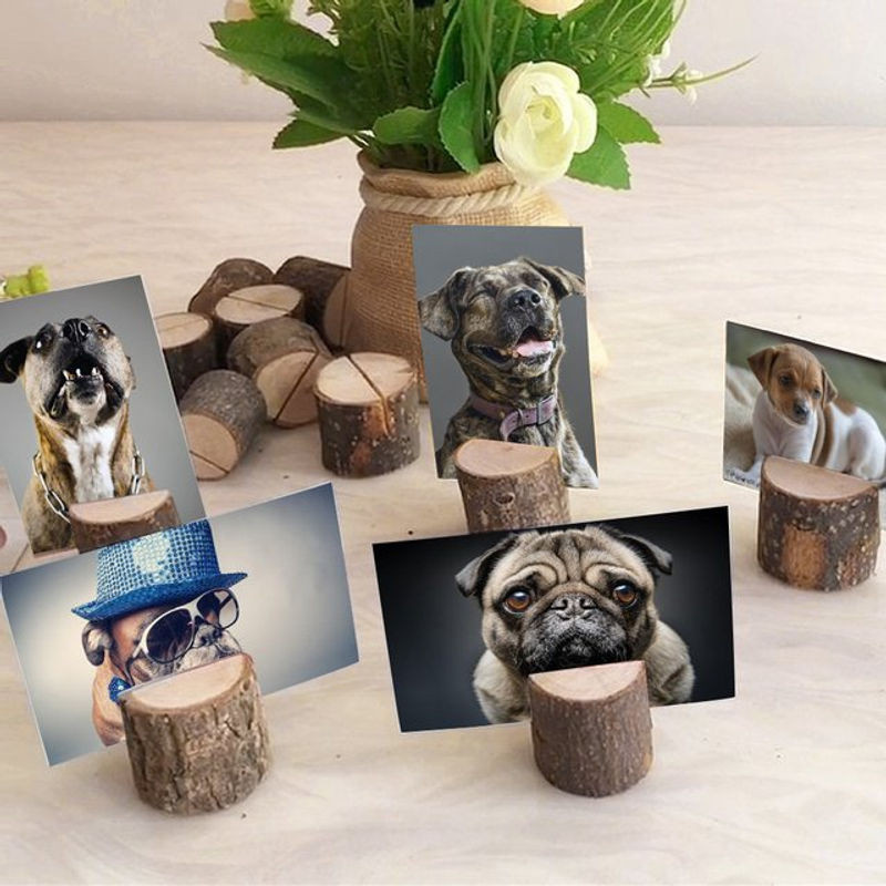 10 Stück Qiilu Tischkartenhalter aus Holz in Braun für Hochzeiten im rustikalen Design - Bild 1