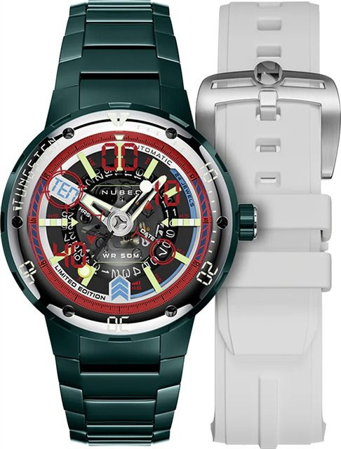 Nubeo Herrenuhr Automatik, Edelstahl, Schwarz, 50 mm, 5 ATM - Bild 1