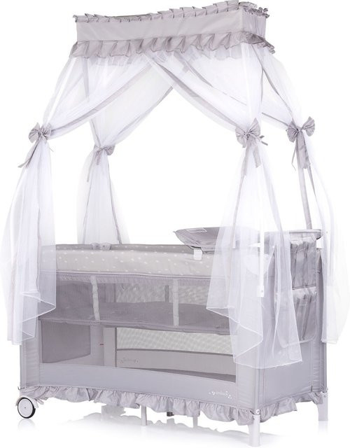 Chipolino Reisebett Palace mit Baldachin, Moskitonetz und Wickelauflage in Silber - Bild 1