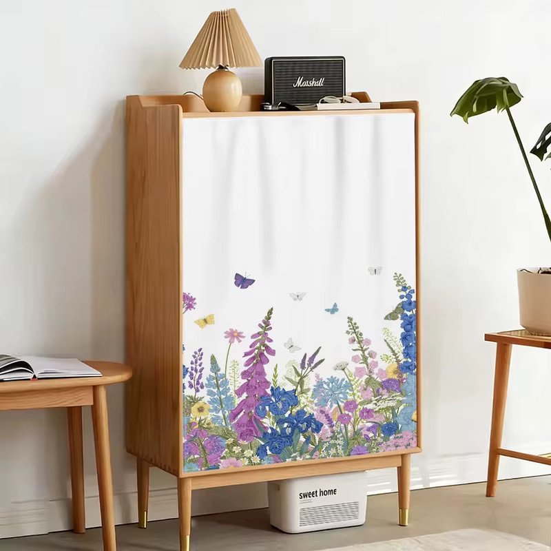VIKAMA Kurzer Vorhang mit Aquarell-Blumen- und Schmetterlingsdruck in Multicolour, Breite: 70 cm, Höhe: 40 cm - Bild 1