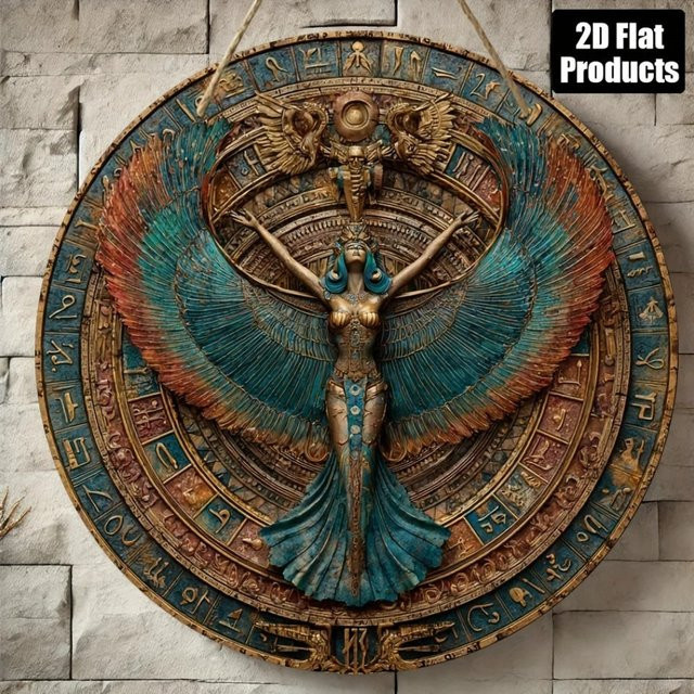 Runde Holz-Wanddekoration von CIFBUY mit ägyptischem Thema in Multicolour, Durchmesser: 20 cm - Bild 1