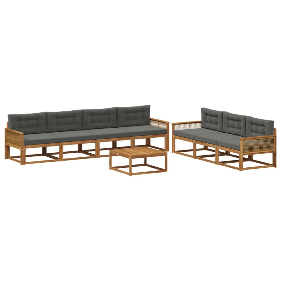 vidaXL Outdoor-Sofagarnitur aus Akazienholz mit Kissen in Anthrazit und Natur - Bild 2