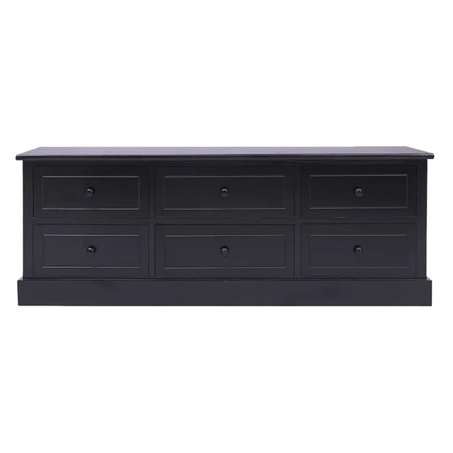 vidaXL TV-Schrank aus Paulownia-Holz in Schwarz, B/T/H: 108 x 30 x 40 cm - Bild 2