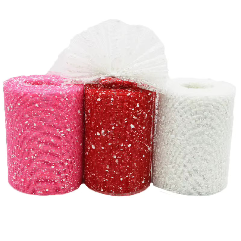 Pinke Schneeflocken Mesh Spitze für DIY Geschenkverpackungen und Hochzeitsdekoration, Breite: 15 cm, Länge: 13,7 m - Bild 2