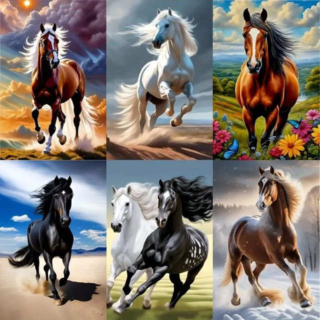 YZMLY 5D-Diamantgemälde-Set Good Horse Design in Multicolor, DIY-Volldiamantkunst als Wanddeko, Breite: 30 cm, Höhe: 40 cm - Bild 1