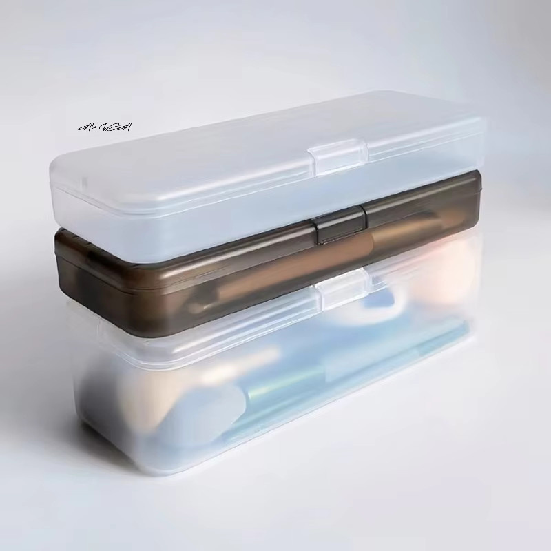 Transparente Kosmetik-Aufbewahrungsbox aus Kunststoff als Organizer für Make-up-Pinsel, Stifte und Schreibwaren - Bild 1
