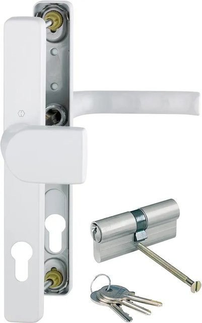 Hoppe Schmalschild-Wechselgarnitur London Aluminium Weiß für Profiltüren - Bild 1