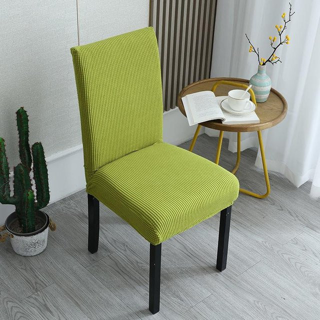 Elastischer Jacquard-Esszimmerstuhlbezug von Chocolate Home in Grün mit langer Rückenlehne - Bild 1
