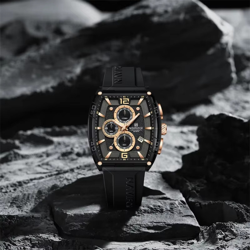 NAVIFORCE Armbanduhr Quarz, Silikon, Schwarz, Herren - Bild 2