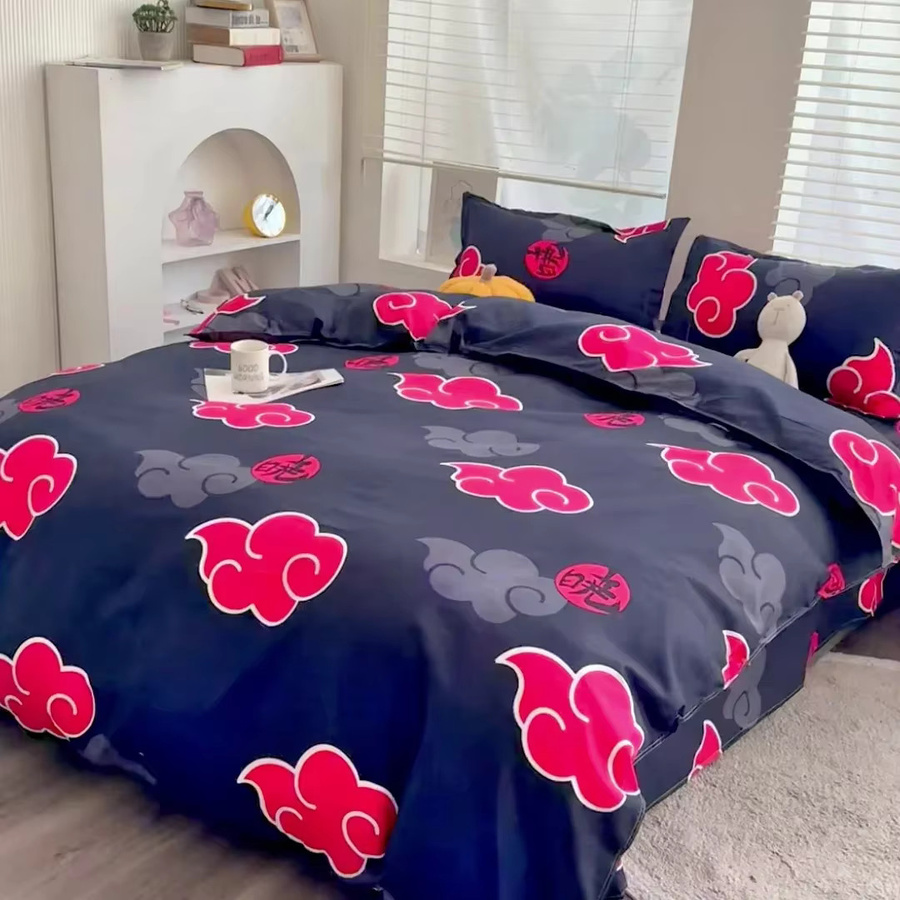 Bandai Naruto Akatsuki Bettwäsche Set mit Anime Druck in Schwarz für Kinder - Bild 3
