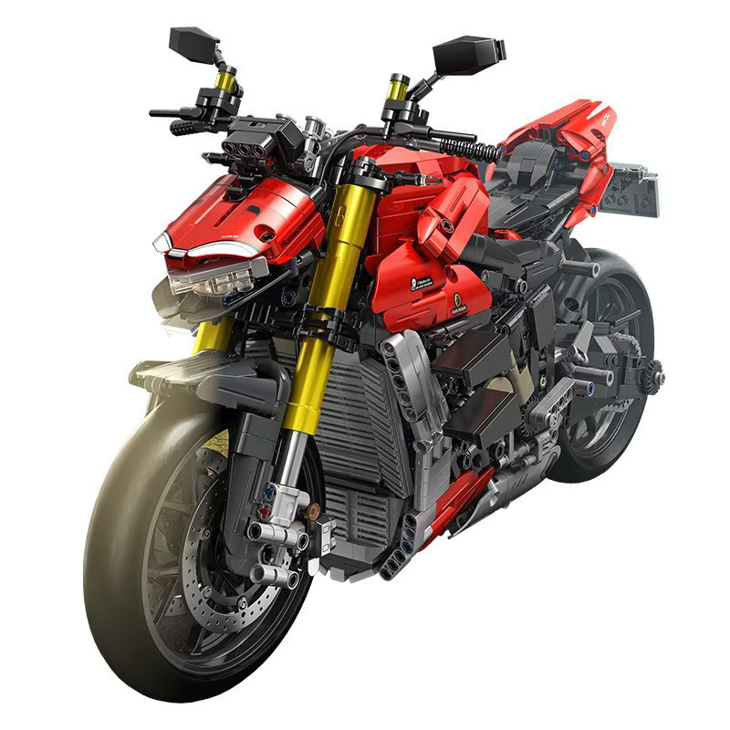 CETYL MOC Racing V4 Motorrad Bausteine Set, 2221 Teile, Modell 1:5, Rot - Bild 5
