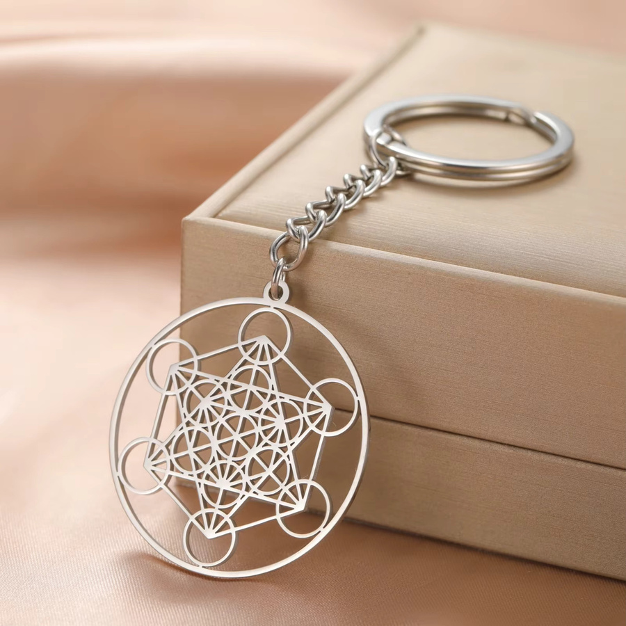 Skyrim Anhänger Metatron Würfel, Edelstahl, Gold, Unisex - Bild 1