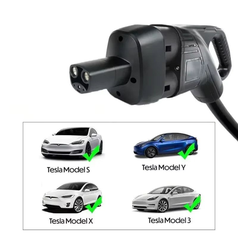 FITMPH CCS2+ Typ 2 zu NACS Tesla Konverter, 2-in-1 Adapter für DC und AC, Schwarz, 250kW für Tesla Model 3/X/Y/S, Max 250V 32A, für US-Tesla in Europa - Bild 2
