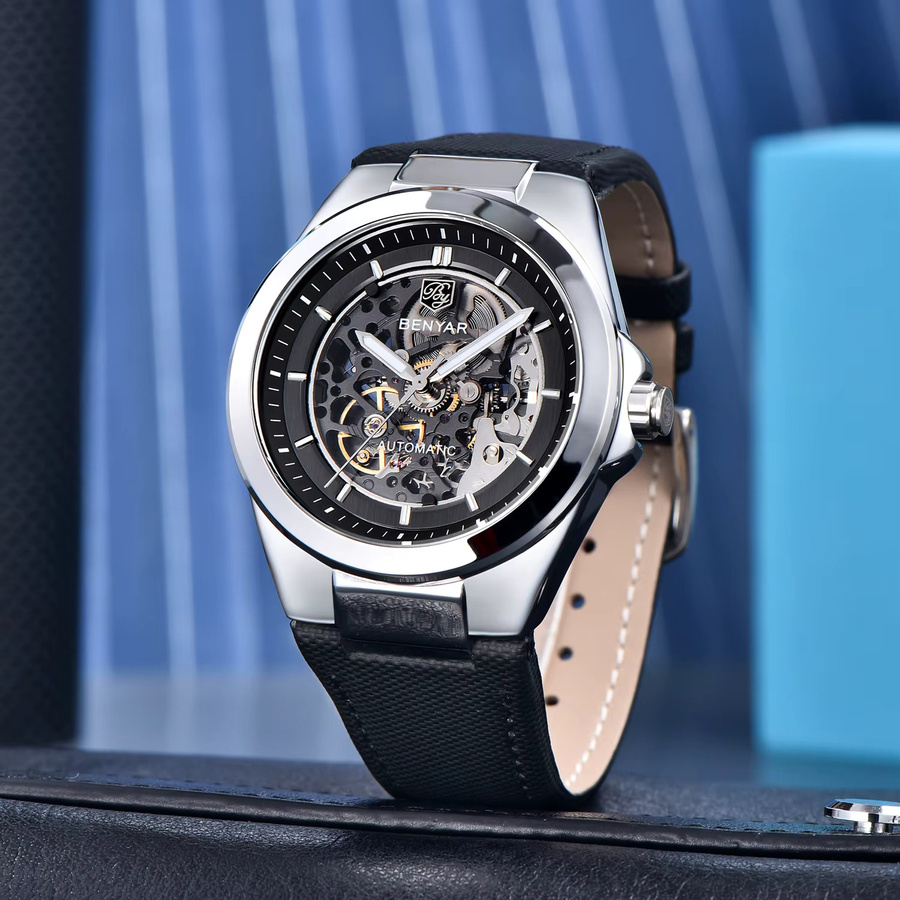 BENYAR Armbanduhr Automatik, Edelstahl, Blau, Herren - Bild 4