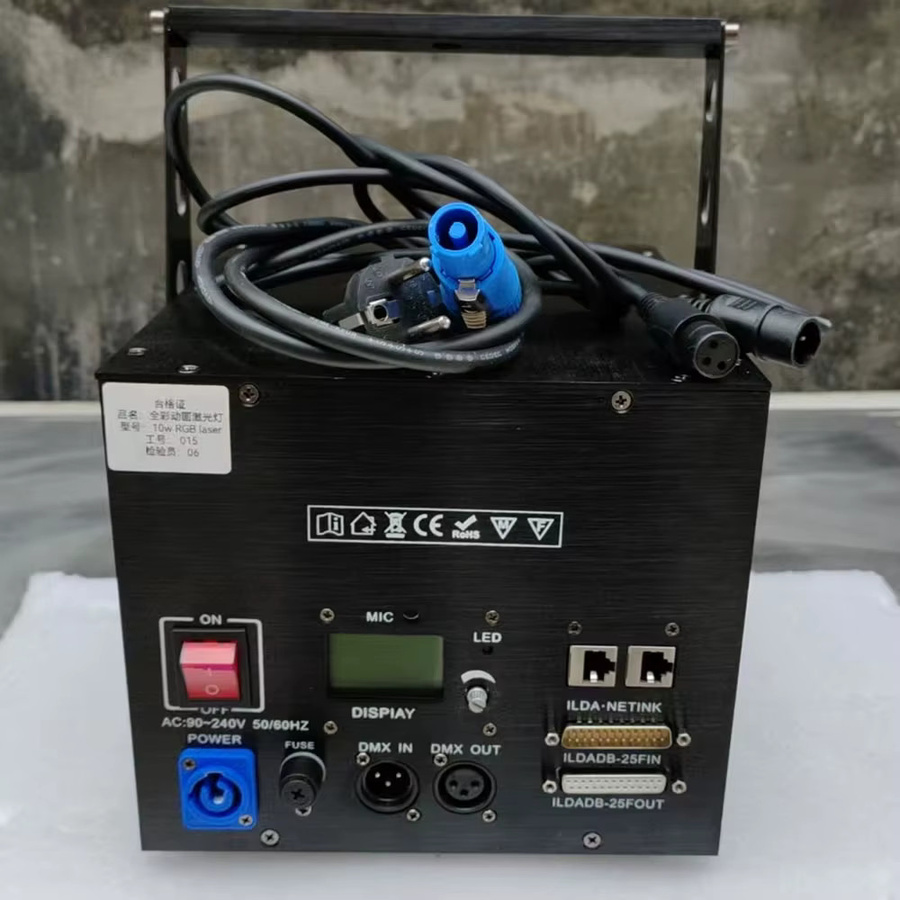 Butoy Professioneller 10W RGB Laserstrahler mit DMX512 Steuerung und 3D Scanner für DJ, Disco und Bühne in Schwarz - Bild 2