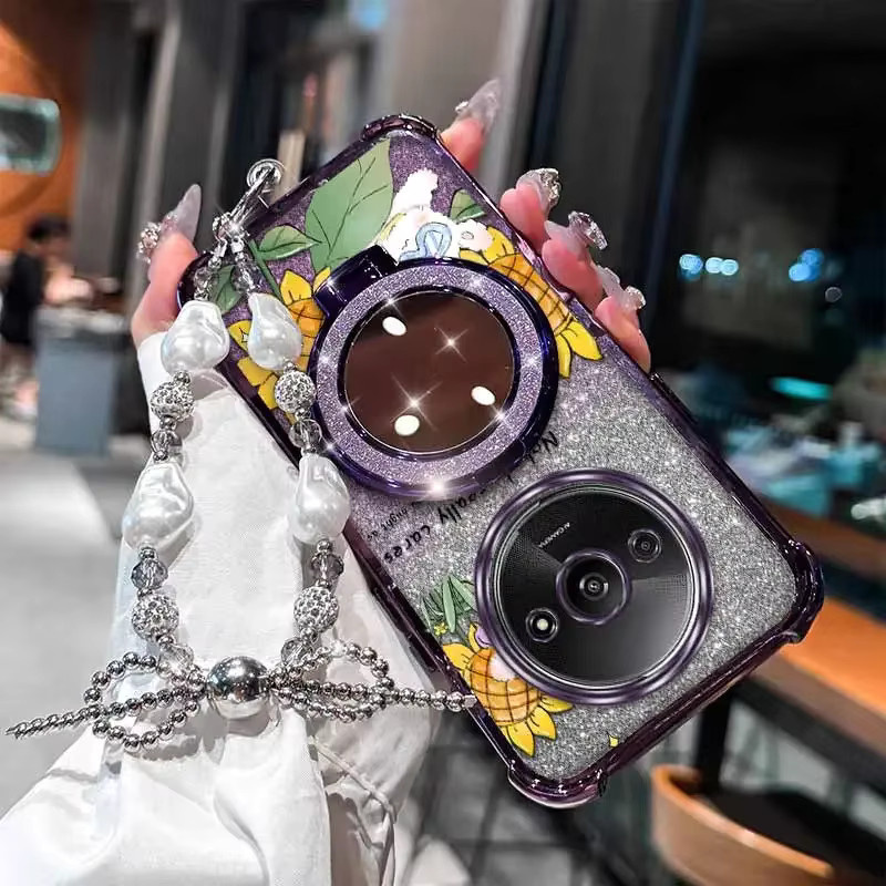 A3 Happy Rabbit Handyhülle mit Lanyard für Redmi A3 A3 Pro A1 9 Activ 9C 9A Sport 9 Prime 9 9i 9A 9AT in Silber und Multicolour - Bild 2