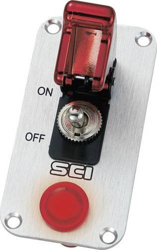 TRU Components Kfz-Bedienpanel TC-R18-P1A in Silber/Rot aus Aluminium, 12 V/DC 20A, 1 x Aus/Ein rastend - Bild 1