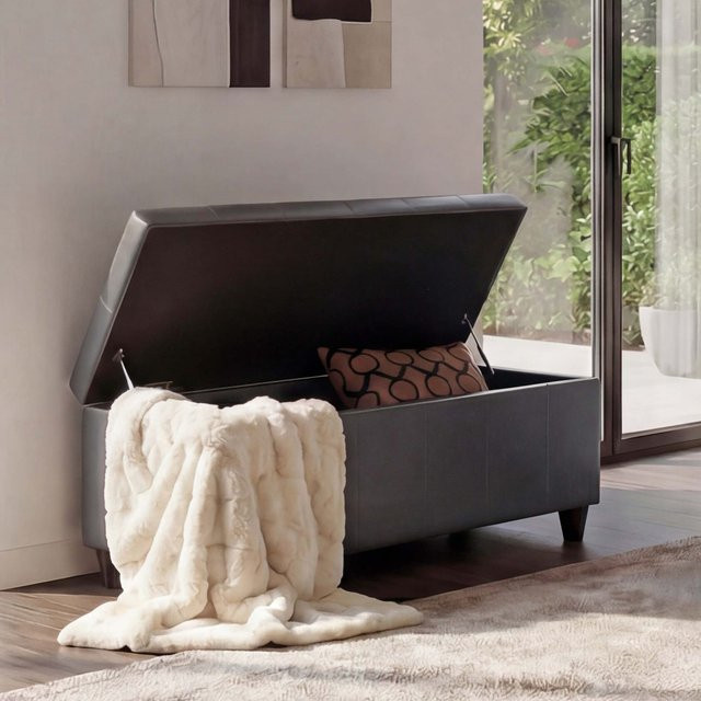 MCW Aufbewahrungs-Truhe Kriens Sitzbank aus Kunstleder in Grau Matt, B/T/H: 114 x 45 x 45 cm - Bild 3