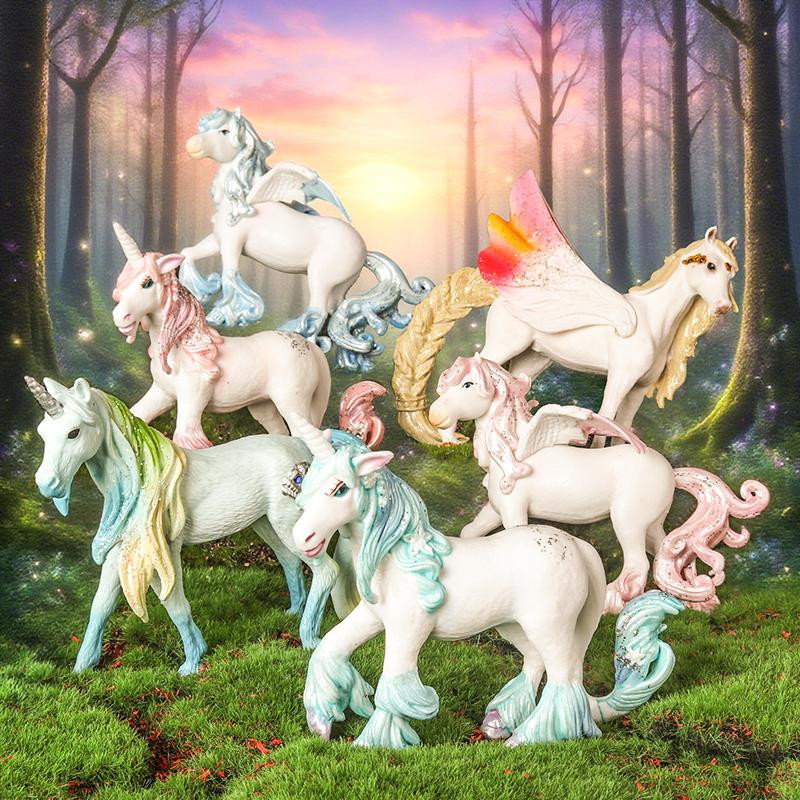Oenux Regenbogen-Pegasus Märchen Tierfigur Modell aus PVC für Mädchen 3-6 Jahre - Bild 1