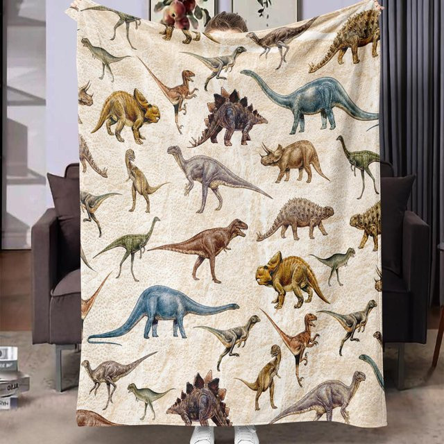 Superweiche Flanell Dinosaurier Decke von JMG Household Supplies, B/B/H: 130 x 150 cm - Bild 1