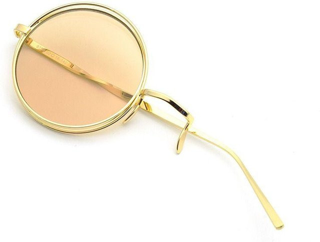 Fable Monokel Brille, Unisex, Vollrand, Rund, Metall, beige, gold - Bild 1