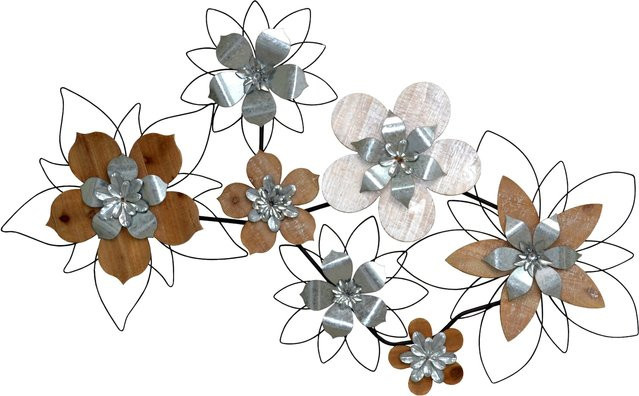 Wanddekoration Achim von möbel direkt online in Schwarz und Braun mit Blumenmotiven aus Metall und Holz - Bild 1