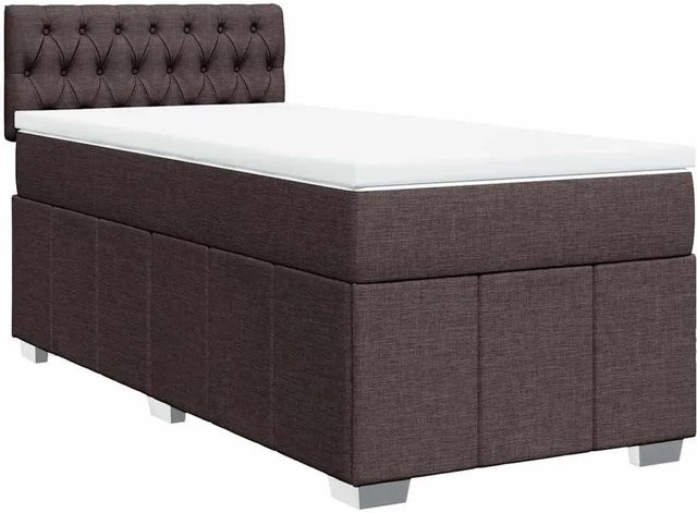 vidaXL Boxspringbett Dunkelbraun mit Matratze und USB-Ladeport sowie Unterbettbeleuchtung, Hybrid-Konstruktion mit Taschenfederkern, B/T/H: 90 x 200 x 100,5 cm - Bild 1