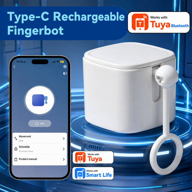 Tuya Smart Bluetooth Tastenroboter als DIY Nachrüstwerkzeug und physischer Fingersimulator zur Steuerung von Tastenschaltern via Smart Life App, kompatibel mit Alexa und Google Home, in Weiß oder Beige - Bild 1
