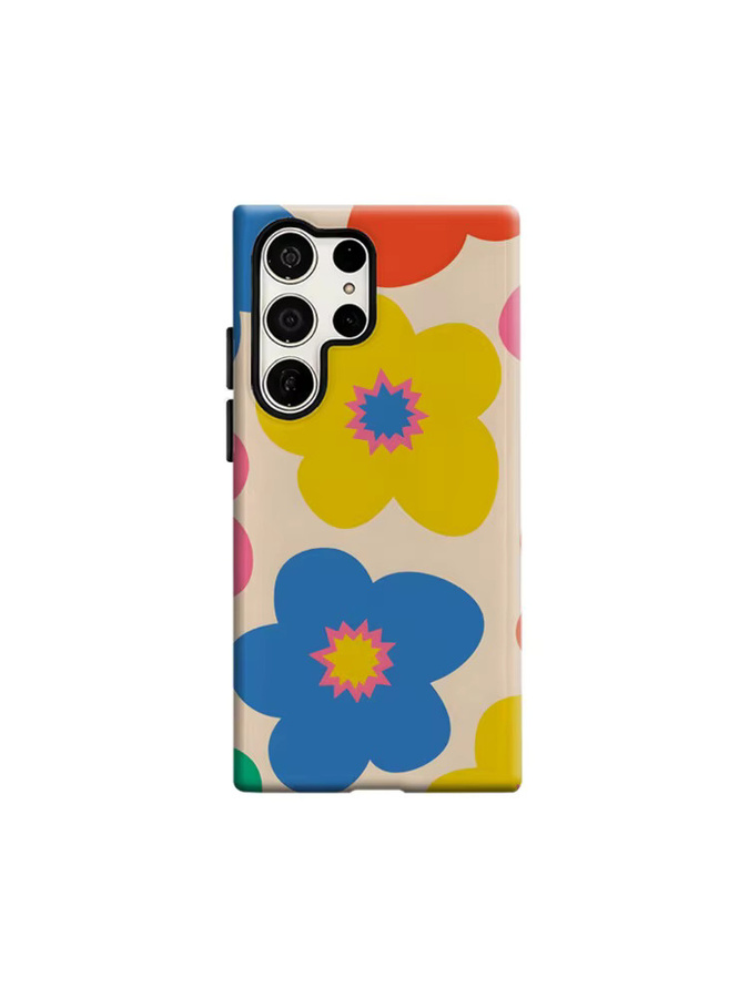 Stoßfeste Handyhülle im Retro Pop Blumen Design für Samsung Galaxy S26 S25 S24 S23 Ultra Plus, robuste Doppelschicht Rückabdeckung, Mehrfarbig - Bild 6