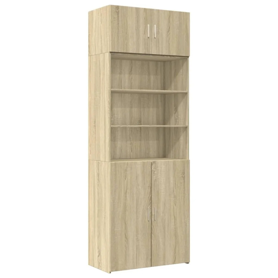 vidaXL Hochschrank Sonoma-Eiche modern mit Schranktüren und offenen Regalen, B/T/H: 80 x 42,5 x 225 cm - Bild 2