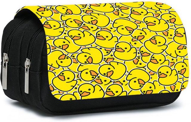 Fancy Style Studio Doppellagiges Klapp-Federmäppchen mit gelbem Entenmuster für Kinder und Teenager - Bild 1