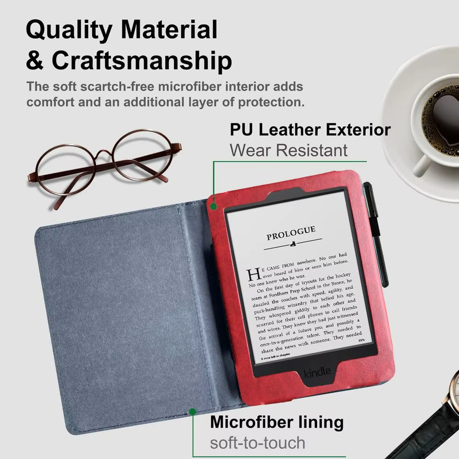 Ultra Slim Schutzhülle aus PU Leder mit Magnetverschluss für Kindle Touch D01200 in Schwarz oder Rot - Bild 4
