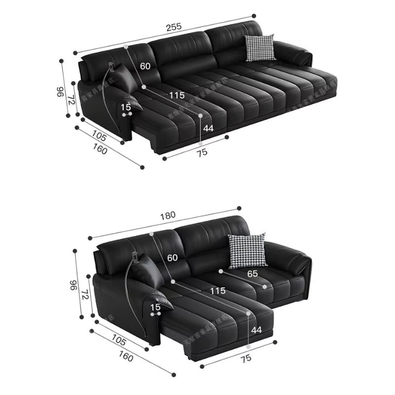 OVOZI L-Shape Sofa für das Wohnzimmer aus Leder in Schwarz und Multicolour, minimalistisches Design mit Polsterung - Bild 3