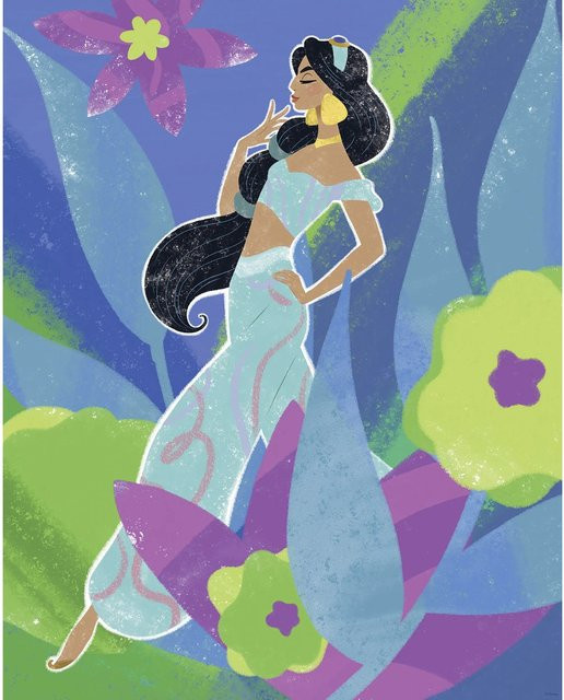 Komar Wandbild Disney Princess Jasmine in Blau, B: 40 cm, H: 50 cm - Bild 1