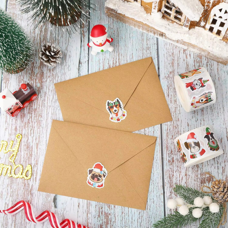 500 Stück selbstklebende Weihnachtsaufkleber von TYFYO mit Hunde- und Welpenmotiven in Multicolour für Tagebuch, Sammelalbum und Partydekoration - Bild 2