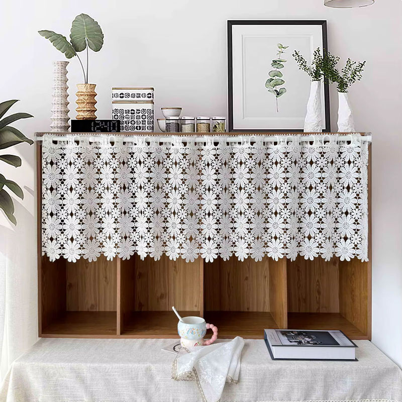 Tiyana Spitzenvorhang Weiß mit Blumenmuster im Vintage-Stil, Breite: 45 cm, Höhe: 100 cm - Bild 2