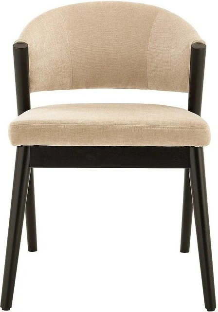 Vente-unique Stuhl Zelvyn Modern in Beige und Schwarz aus Stoff und Kautschukholz, B/T/H: 53,5 x 64,0 x 76,0 cm - Bild 1