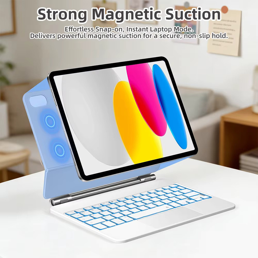 EMTRA Bluetooth-Tastatur und magnetische Smart-Hülle für iPad 10. und 11. Generation in Weiß - Bild 4
