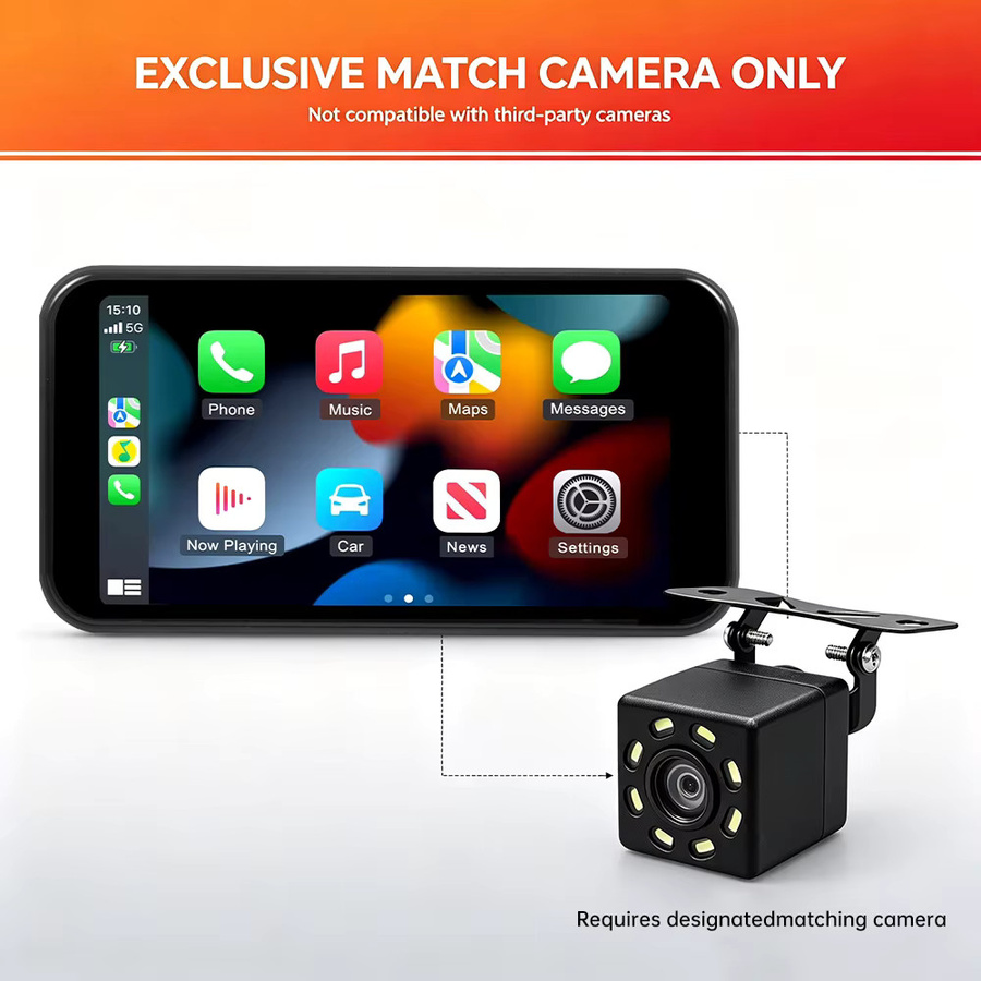 MOCENDO Tragbarer Auto-Multimedia-Videoplayer mit 6 Zoll Touchscreen, Kabelloses CarPlay und Android Auto, Universelles Auto-Stereoradio in Schwarz - Bild 5
