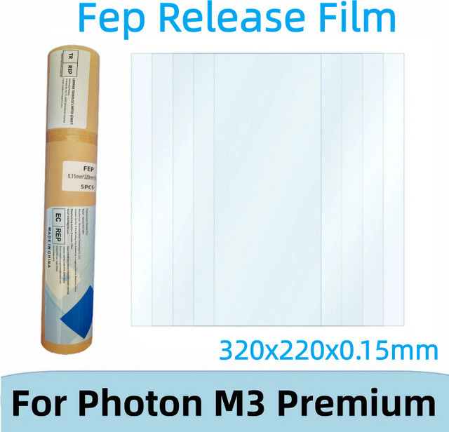 5 Stück Anycubic FEP Ablösefolie für Resin-3D-Drucker, transparent, B/T/H: 320 x 220 x 0,15 mm, kompatibel mit Anycubic Photon M3 Premium, Mono M5, M5s, M7 und M7 Pro Series - Bild 1