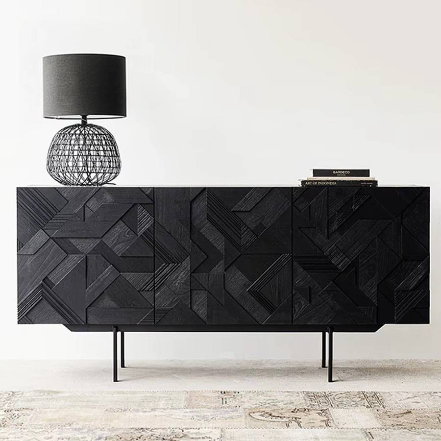 MDUG Holzvitrine im Mid Century und Vintage Design mit Schubladen und Glasdisplay-Schrank - Bild 2