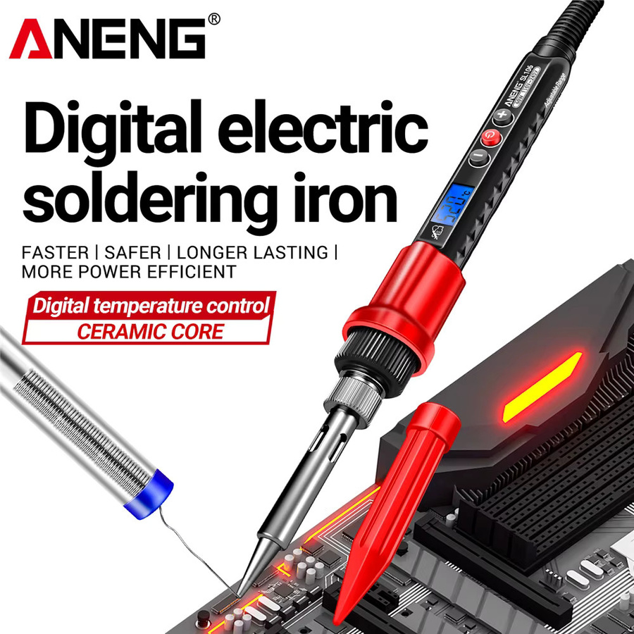 ANENG SL106 Professionelles Lötkolben-Set in Rot mit einstellbarer Temperatur und schneller Aufheizung für elektronische Reparaturen - Bild 6